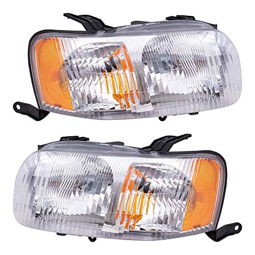 Pair Headlights fits 2001-2004 Ford Escape Headlamp Set 4L8Z13008AB 4L8Z13008AA