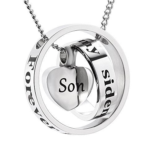 DIYjewelry Inc No Longer by My Side But Forever in My Heart Urn Pendant Necklace for Ashes for Son Dad Mom