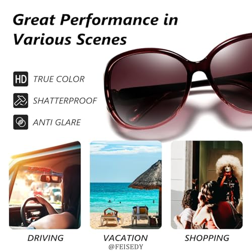 Image of IFLASH Women Oversized Polarized Sunglasses Ladies Large Shades Classic Fox Sunglasses