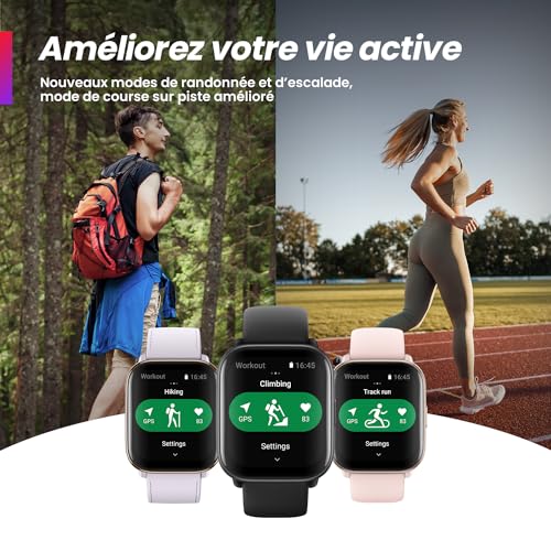Amazfit Active 42mm Montre Connectée Femme Homme Smartwatch, Amazon Alexa, 14 Jours d'Autonomie, GPS, Appels Bluetooth, Écran AMOLED 1,75", Étanche 5ATM, Montre Sport pour iOS Android