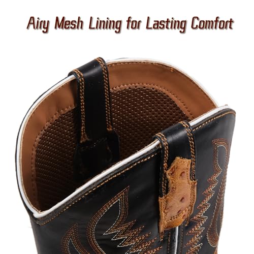 Image of SUREWAY Cowboy Boots For Men - Mens Square Toe Western Boot,Oil /Slip Resistant,Durable Fashionable Classic Pull on 10 Inch Boots Mid Calf Wellington Boots