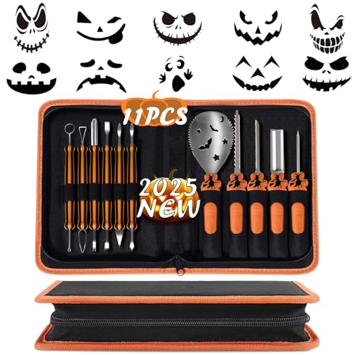 Halloween Pumpkin Carving Kit, ENVEL 11 Pcs Professional Stainless-Steel Pumpkin Pottery Sculpture...