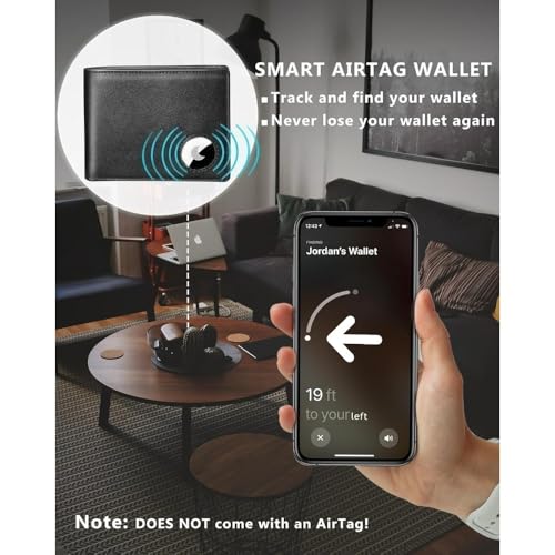 Genuine Leather Wallet for Men with RFID Blocking AirTag Holder and 12 Card Slots Slim Design for Everyday Carry (Black+Orange)2