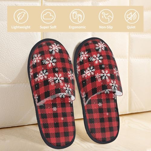Red Buffalo Plaid Print Women Slippers Home Furry Shoes Keep Men Couples Shoes Warm For Women-3
