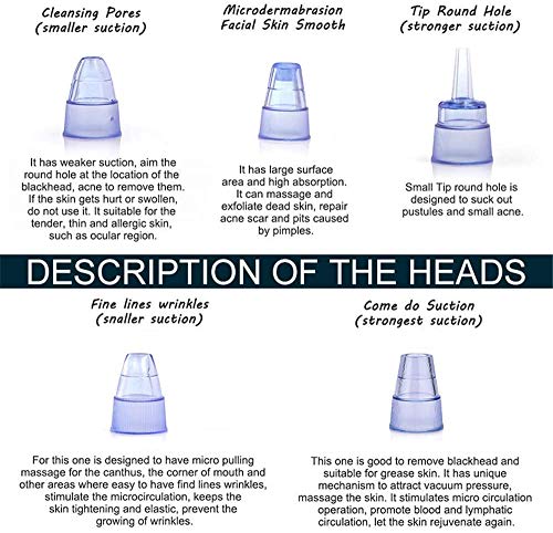Mee-eterverwijderaar, met 5 verwisselbare schoonheidskoppen, mee-eters, poriënreiniger, 3 modi, vacuüm, mee-eters, USB… - Afbeelding 6