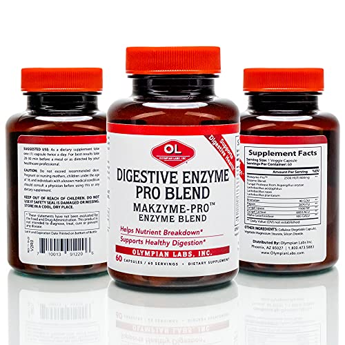 Olympian Labs Digestive Makzyme-Pro Enzymes, 60 Capsules, Breaks Down Proteins, Carbs, Fats, Oil & Milk, 60 Servings #TOP1