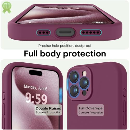 Image of LOVE 3000 Designed for iPhone 15 Pro Max Case, Premium Silicone with [Soft Anti-Scratch Microfiber Lining] Shockproof Protective Phone Case for Men Women Girls 6.7 inch, WineRed