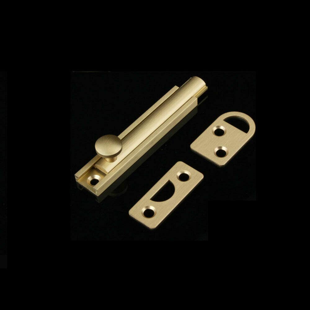 SUPERTOOL Surface Latch, 1PC Brass Door Bolt Unrust Simple Barrel Bolt Lock for Room,Window Locks,Toilet Gate and Shed Doors(153mmx15mm Brushed Gold)