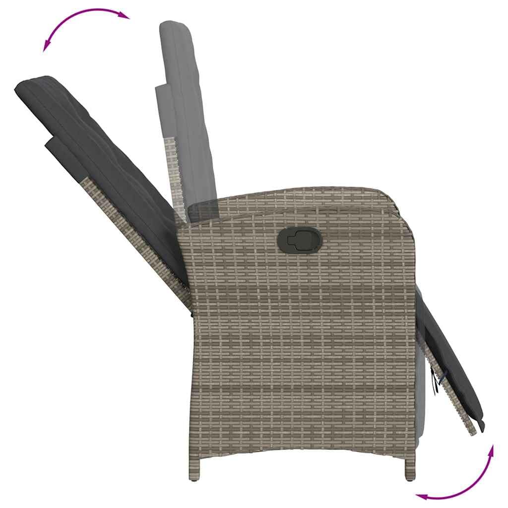Set da Pranzo Giardino 9 Pezzi con Cuscini Polyrattan Grigio