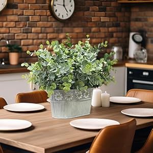 Artificial Potted Eucalyptus Plants, Fake Greenery Plant Arrangements in Rustic Rectangular Pot Table Centerpiece, 1-Pack Artificial Potted Eucalyptus Plants Fake Greenery Plant Arrangements in Rustic Rectangular Pot Table Centerpiece 1 Pack