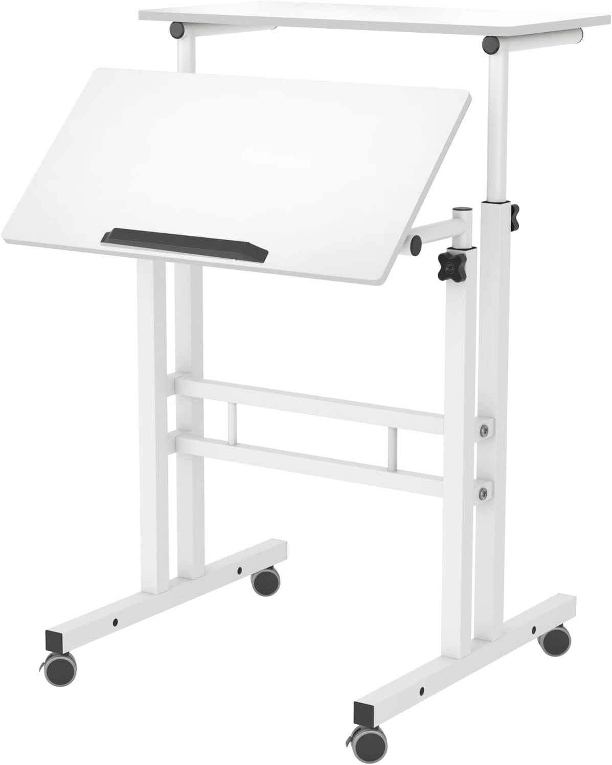 soges Mobile Standing Desk Adjustable Height, Roling Sit-Stand Desk, Small Standing Computer Desk Workstation on Wheels, Sit Stand Up Desk for Home Office, White soges Mobile Standing Desk Adjustable Height, Roling Sit-Stand Desk, Small Standing Computer Desk Workstation on Wheels, Sit Stand Up Desk for Home Office, White