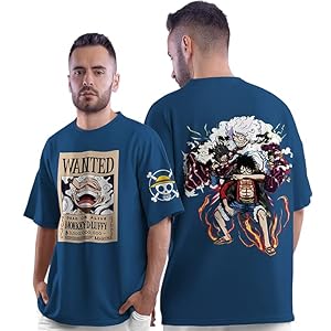 CRAZYMONK One Piece Luffy Most Wanted Anime Oversized T-Shirt