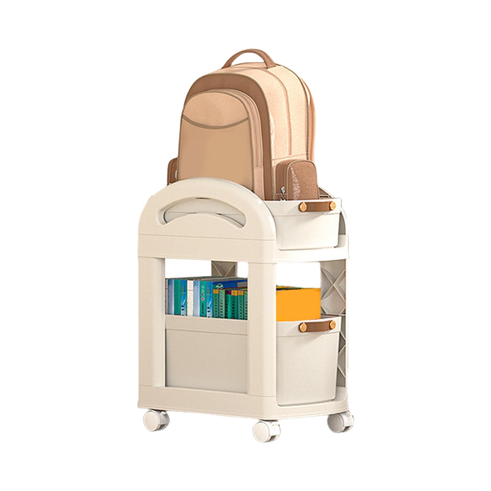 Aufbewahrungswagen unter dem Schreibtisch, Aufbewahrungswagen mit Rollen | Trolley mit 2 Ebenen mit Rädern, multifunktionaler Aufbewahrungswagen für Schulbücher für Schlafsaal und Klassenzimmer