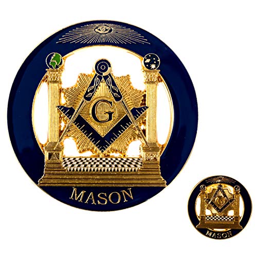 Pin masónico de solapa y emblema para coche Mason Double Columns en pack duplo