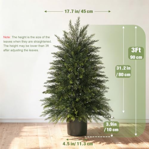 Image of 3 ft Artificial Topiary Cedar Trees Set of 2 for Outdoor