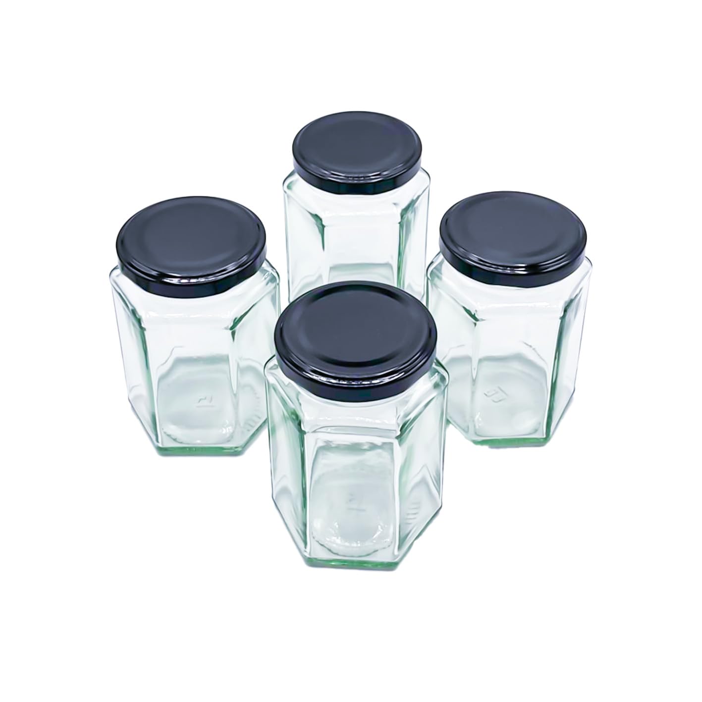 Set Da 6 Barattoli In Vetro Esagonali 280 Ml Con Coperchio A Quadretti Rossi - Ermetici Per Marmellate, Salse, Spezie E Regali - 3