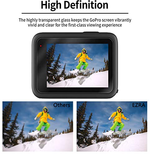 Ezra Screen Protector For Gopro Hero 9/10/11, Ultra Clear Tempered Glass Screen Protector + Tempered Glass Lens Protector + Front Display Tempered Protector Compatible With Gopro Hero 10 Black -6 Pcs #TOP4