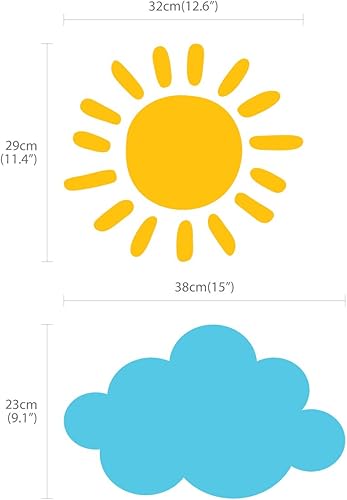 Miniatura 6 de DECOWALL DWG-707SBY - Pegatinas de pared para niños, diseño gráfico de sol y nubes, pegatinas de pared para ventanas y ventanas, pegatinas de pared