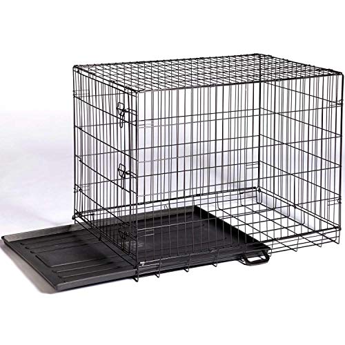 Image of Prevue Pet Products Home On-The-Go Single Door Dog Crate Indoor - L, Black | Large Collapsible Dog Cage for Travel, and Outdoor Use, Foldable Kennel Design, Deep Plastic Pan