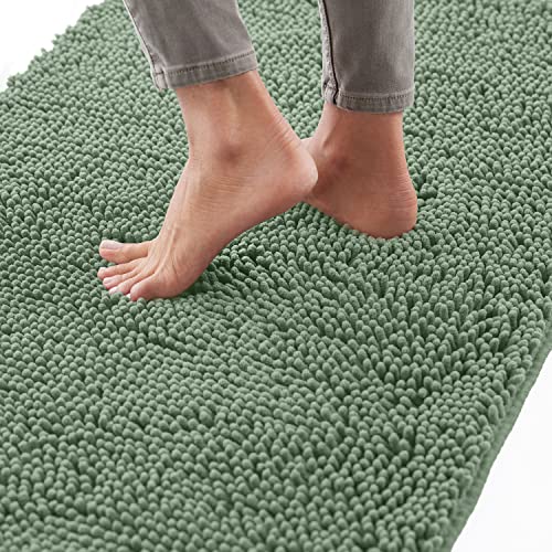 Image of GORILLA GRIP Bath Rug Mat 54x24, Thick Absorbent Chenille, Quick Dry Microfiber Mats, Rubber Backing Washable Shower Floor Rugs, Bathmat Runner, US Designed Bathroom Home Decor Accessories, Sage
