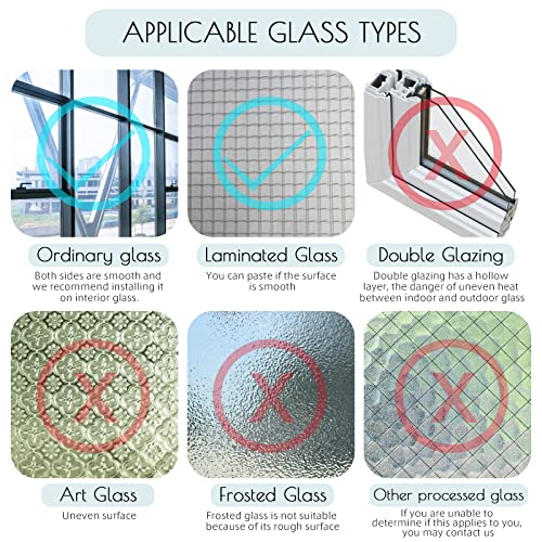 Hidbea One Way Window Film, Daytime Privacy Sun Blocking Reflective Window Film No Glue Static Cling Heat Control Window Tinting Film For Home And Office, Black Silver, 17.5 Inch X 6.5 Feet #TOP5