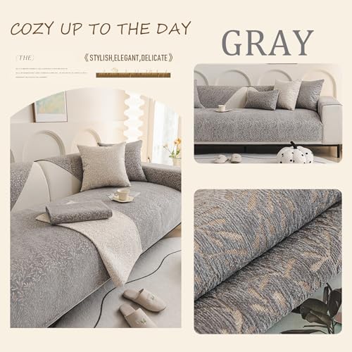 Funda de sofá antideslizante protector universal lavable antiarañazos de tela gris 3