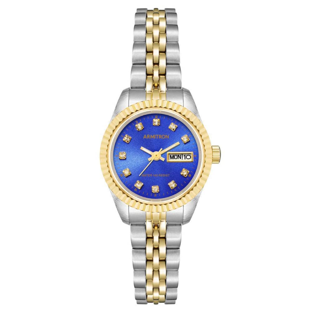 Armitron Orologio da polso da Donna, 75/2475, impreziosito da veri cristalli, funzione datario, Bicolore/Blu