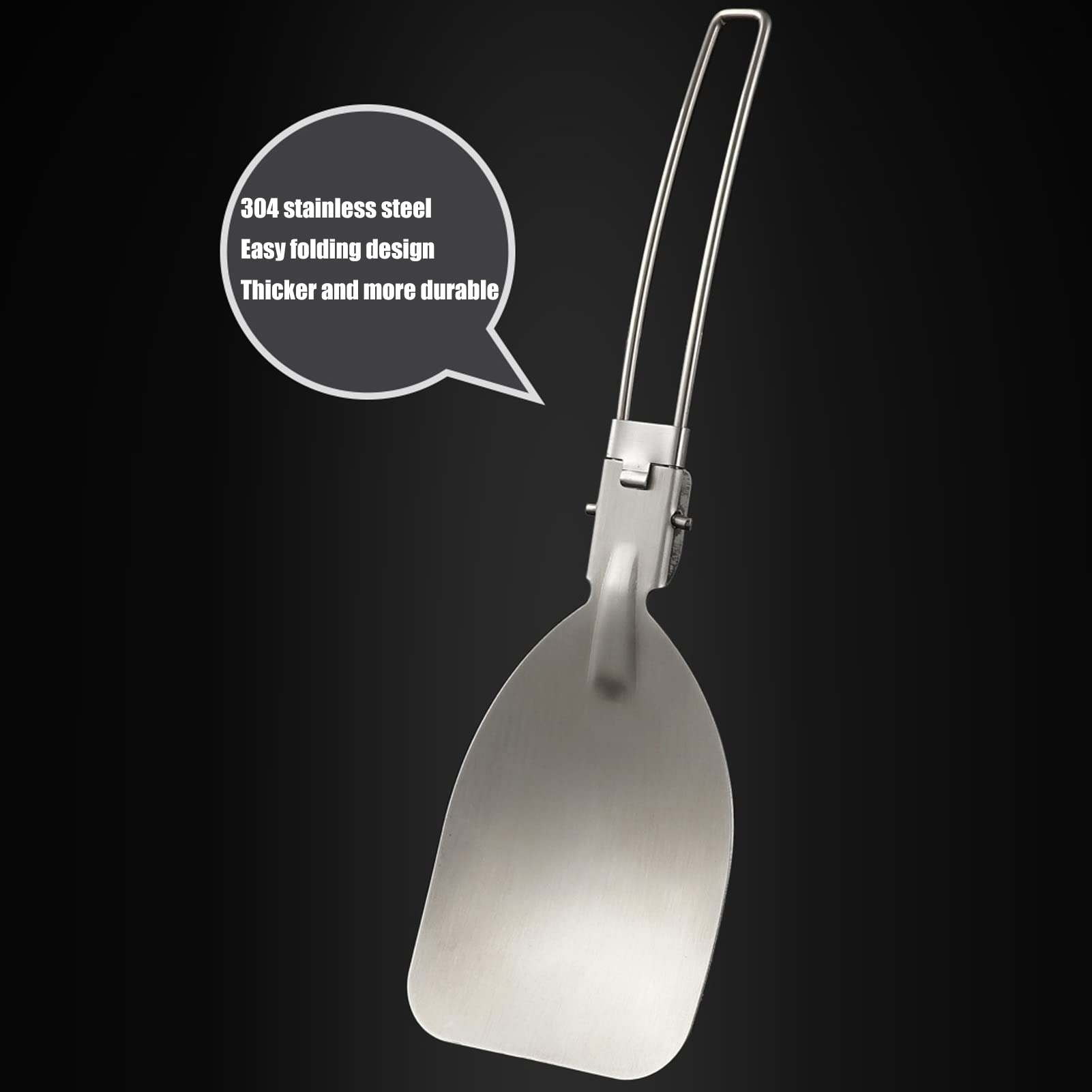 Spatule pliante, spatule de camping Ustensiles de cuisson en acier inoxydable faciles à transporter pour la cuisine en extérieur en voyage (Cuillère de riz)