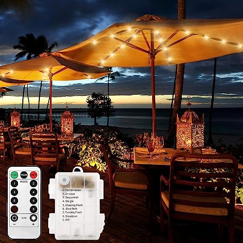 SUAVER Sonnenschirm-Lichterkette mit 8 Modi und Fernbedienung
