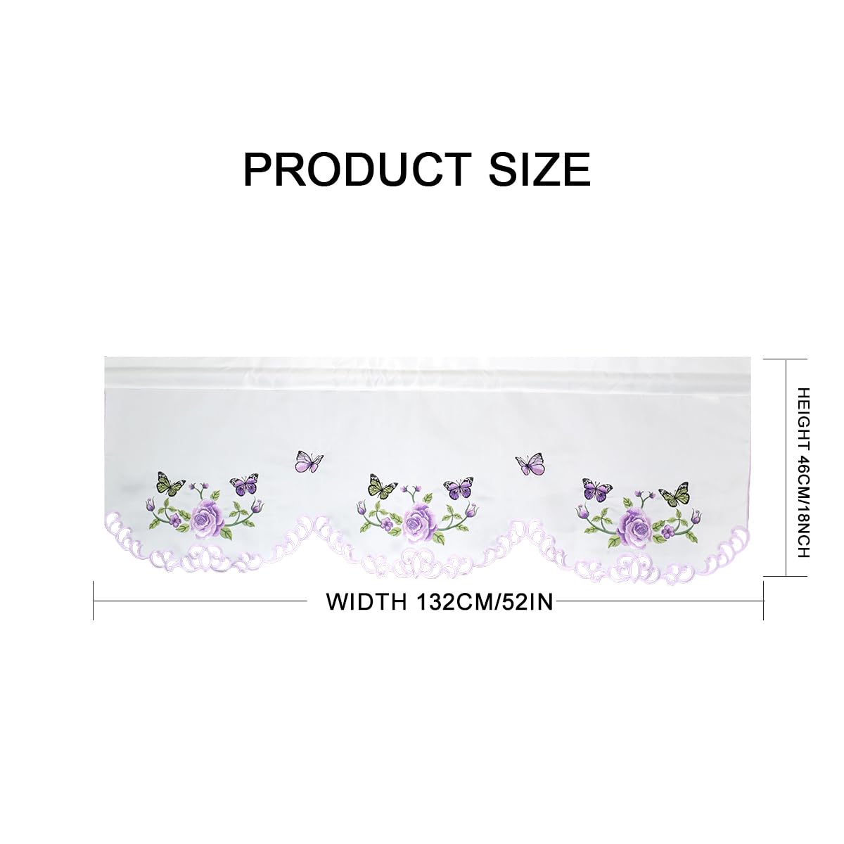 Molaxhome Beautiful Dazzling Embroidered Window Valance,Rod Pocket Valance and Tiers for Home Decor (Purple, W52x18L) - Image 4