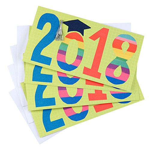 Hallmark Graduation Money Holder or Gift Card Holder Greeting Card Assortment (4 Cards and 4 Envelopes, Rainbow Stripes 2018)