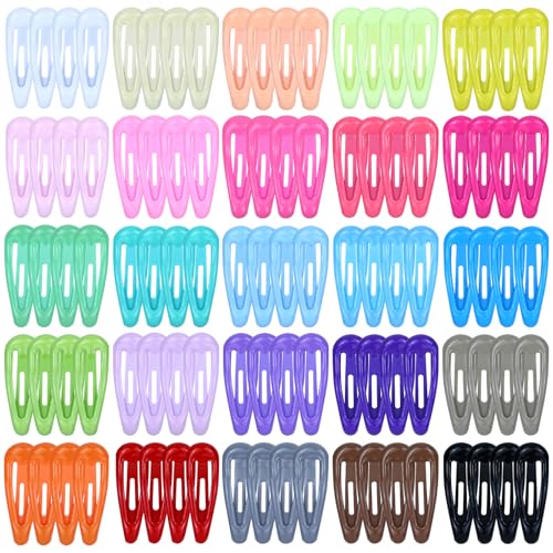 Lawie 100 Pieces in 25 Candy Colors 3cm 1.2" Small Metal Snap Hair Clips Non Slip Colorful Mini Hair Barrettes Fine Bang Hair Holders for Baby Girls Toddlers Kids