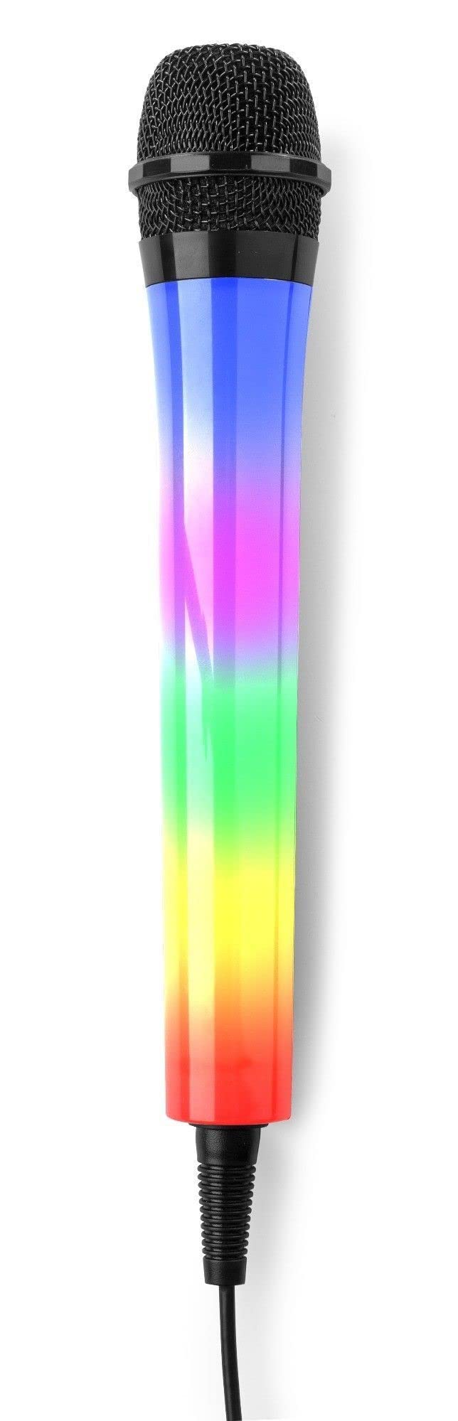 Fenton KMD55B Karaoke Microphone, Music Activated Light Up Colour Changing LED, Handheld for All Speaker Systems and Karaoke Machine Players, Black