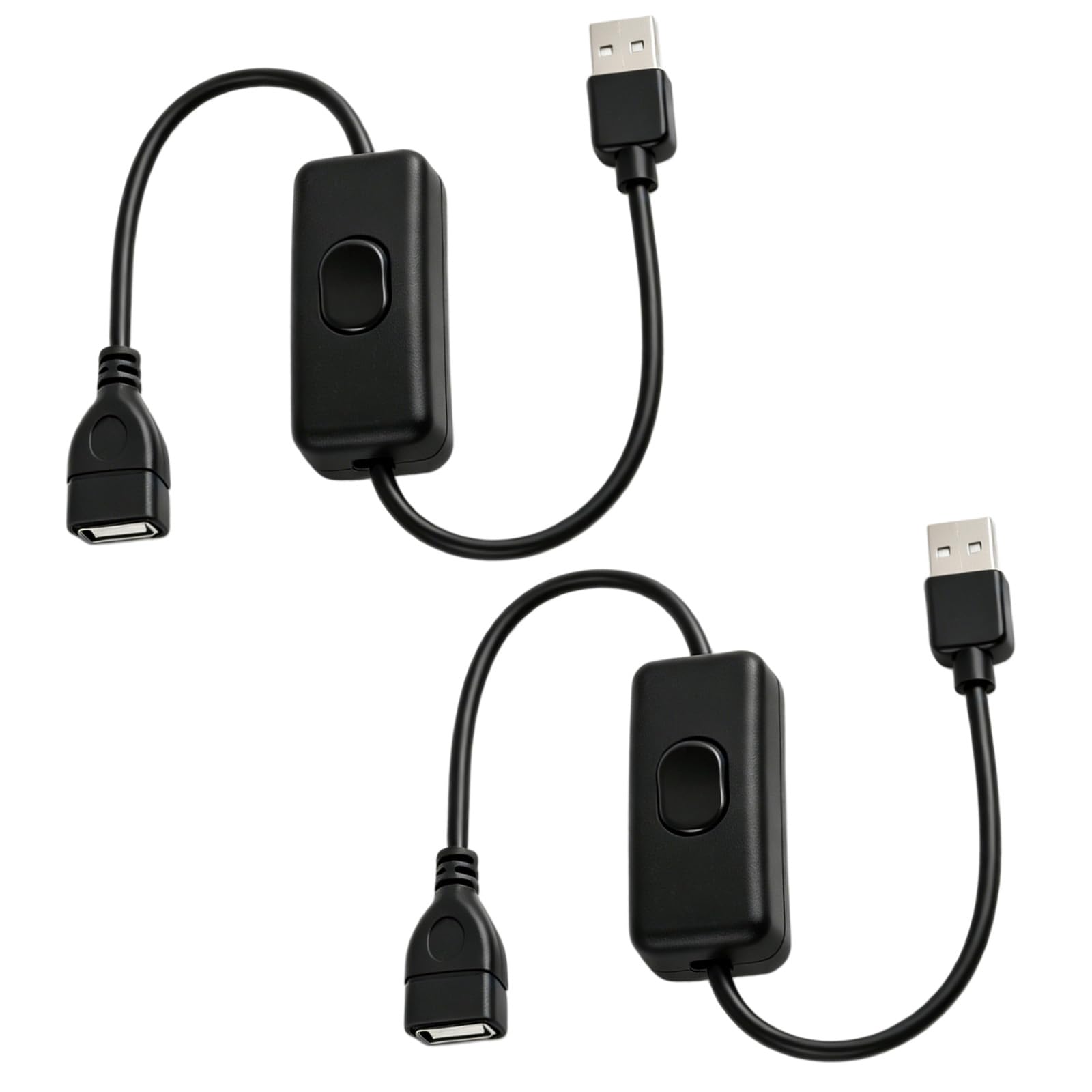 2 Stück USB Schalter Kabel 0,3 M, USB Kabel mit Ein/Aus Schalter für Dashcams, LED-Schreibtischlampen USB Lüfter LED Streifen Niederspannung Geräte, Verlängerungskabel, Stromversorgung