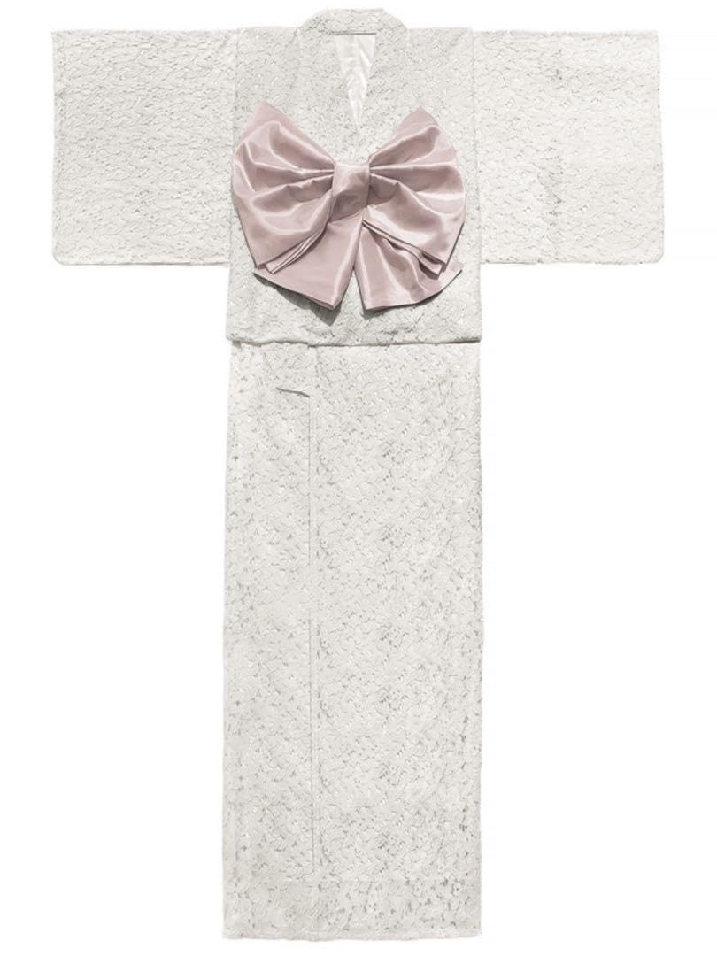 まー☆*:.。♡花柄レース浴衣·帯セット/小物4点セット/ガーリーホワイト まー☆*:.。♡花柄レース浴衣·帯セット/小物4点セット/ガーリー