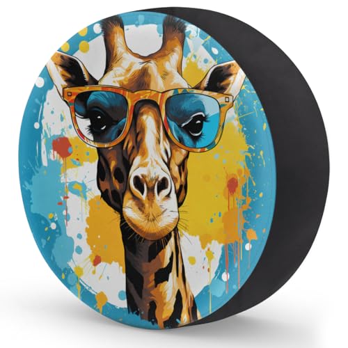 Image of Spare Tire Cover for RV Trailer, Funny Giraffe Tire Covers Universal Fit for Travel Trailer Camper Jeep RV SUV Truck Waterproof Wheel Cover (16 inch for Diameter 29 inch - 31 inch)