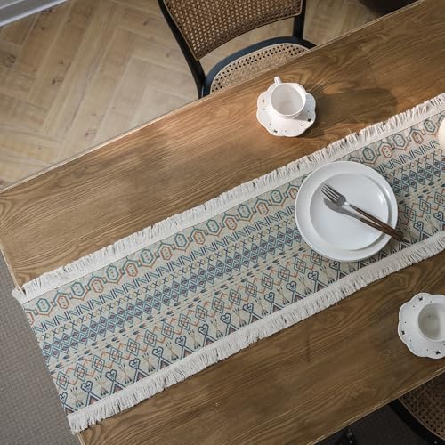 Chemin de table jacquard coton lin anti-pli géométrique 30cm - 3