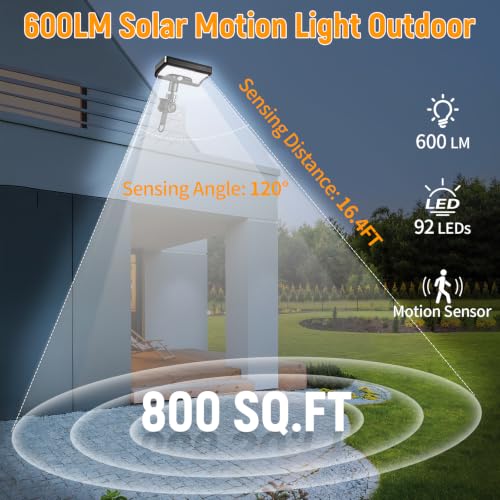 Image of Solar Motion Sensor Light Outdoor with Adjustable Strap & Light Head(2Pack)