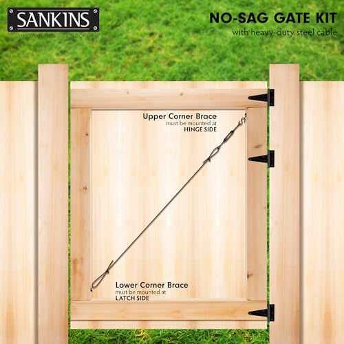 Image of Anti-Sag Gate Kits for Wooden Fence, Black Anti-Sagging Gate Support Cable Kit Hardware, Gate Sag Frame Kit Hardware for Wooden Fence, Wood Gate Door Repair Kit for Outdoor, 1 Pack