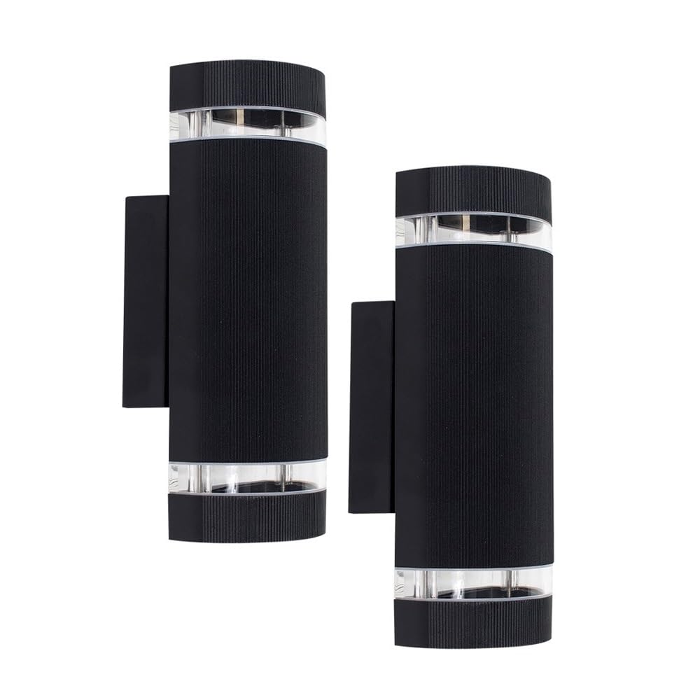 Valuelights Ryston Pair Of Black Ip54 Outdoor Up / Down Wall Lights