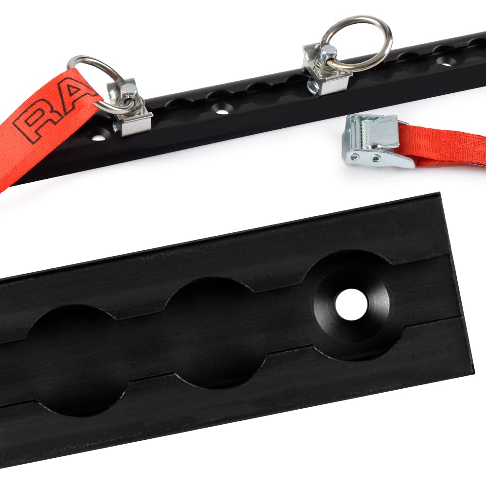 Racefoxx aluminium airline-rail, zwart, 1 m, vierkant, sjorrail, laadrail