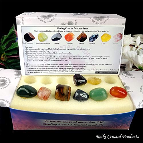 Image of Reiki Crystal Products Certified Natural Crystal Tumble Stone Kit | Multiple Crystal Stone Sets for Meditation, Reiki, Chakra & Spiritual Practices