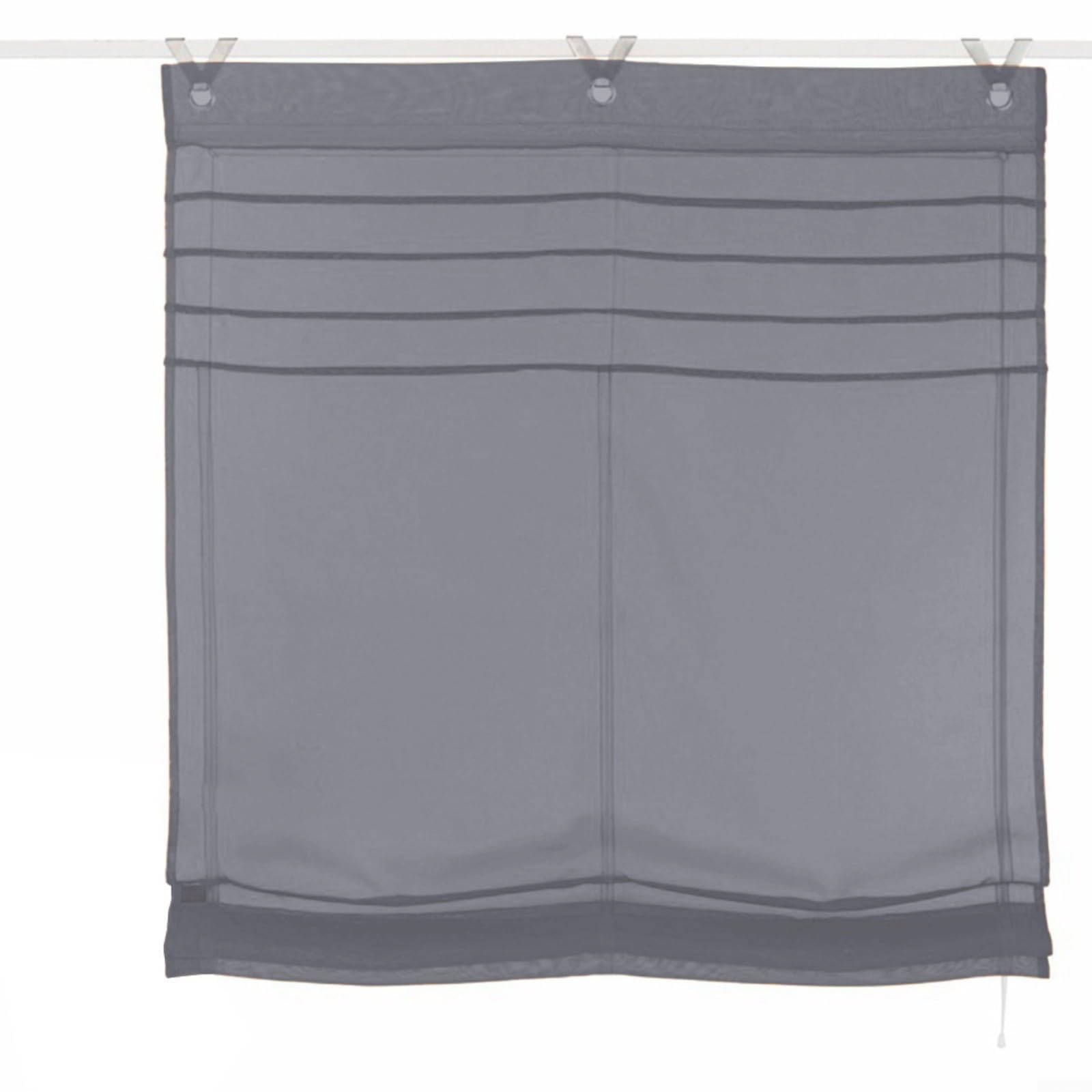 Elegantes persianas romanas con ojales en tejido denso gris oscuro para ventanas