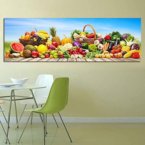 Póster de verduras y frutas de 40x120cm para cocina, pintura en lienzo moderna sin marco