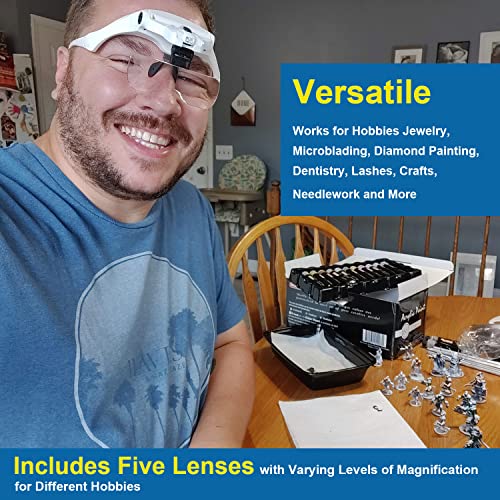 Tmango Magnifying Glasses With Light For Close Work, Rechargeable And Hands Free Headband Magnifier, Optivisor For Jewelers, Eyelash, Watch Repair Or Cross Stitch #TOP1