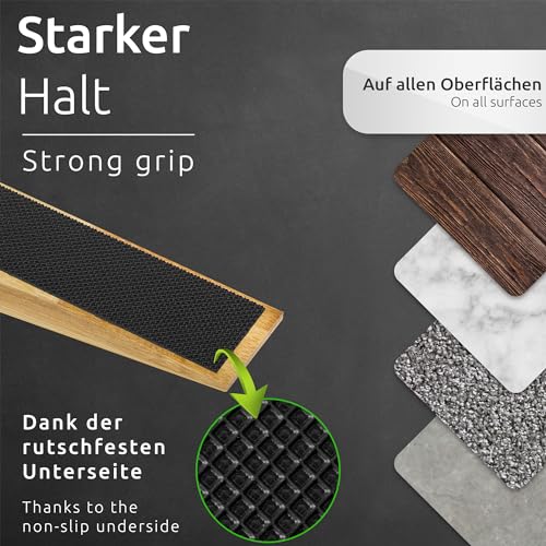 ECENCE 4er Set Türstopper Boden - Türkeile aus Bambus mit rutschfestem Gummi, Door Stopper für Zimmertüren, Stahltüren, Haustüren und Glastüren