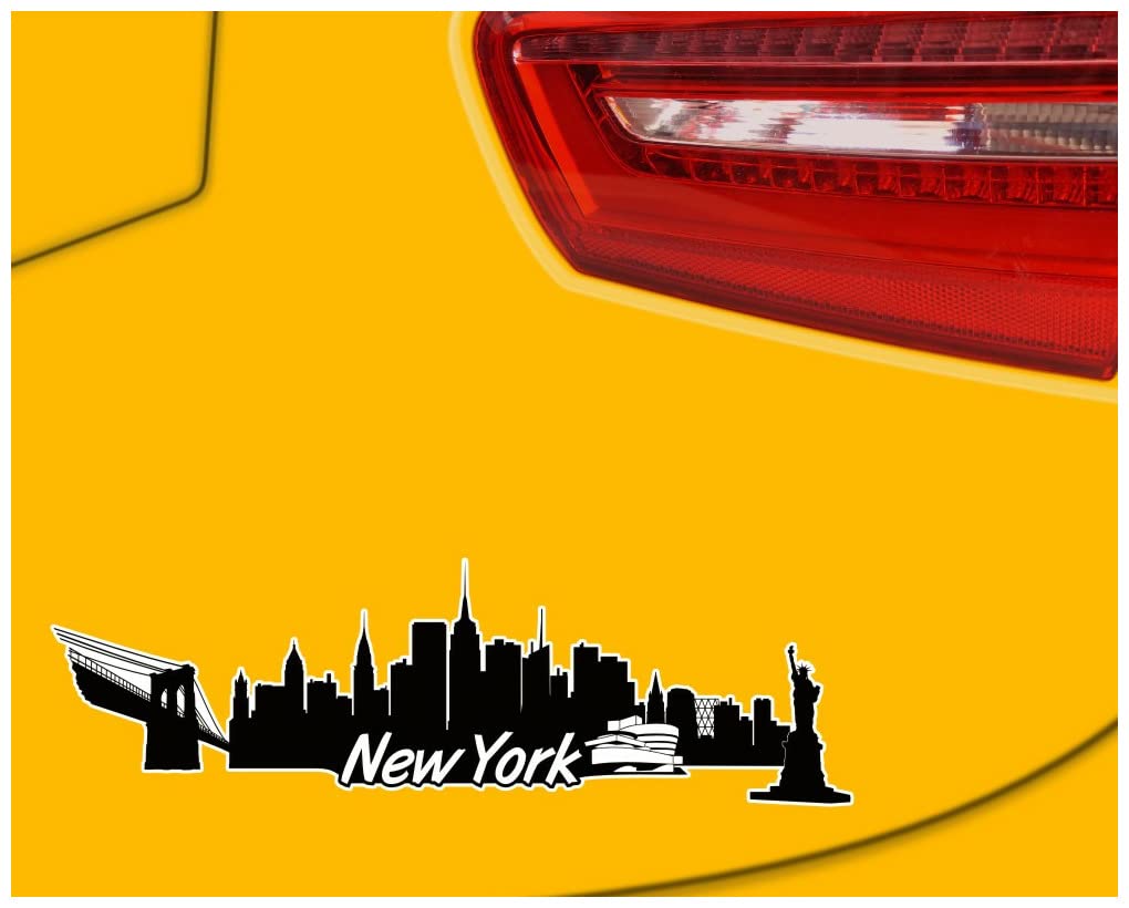 Samunshi® New York Skyline - Adesivo per auto, motivo città, 15 x 4,6 cm, colore: Nero