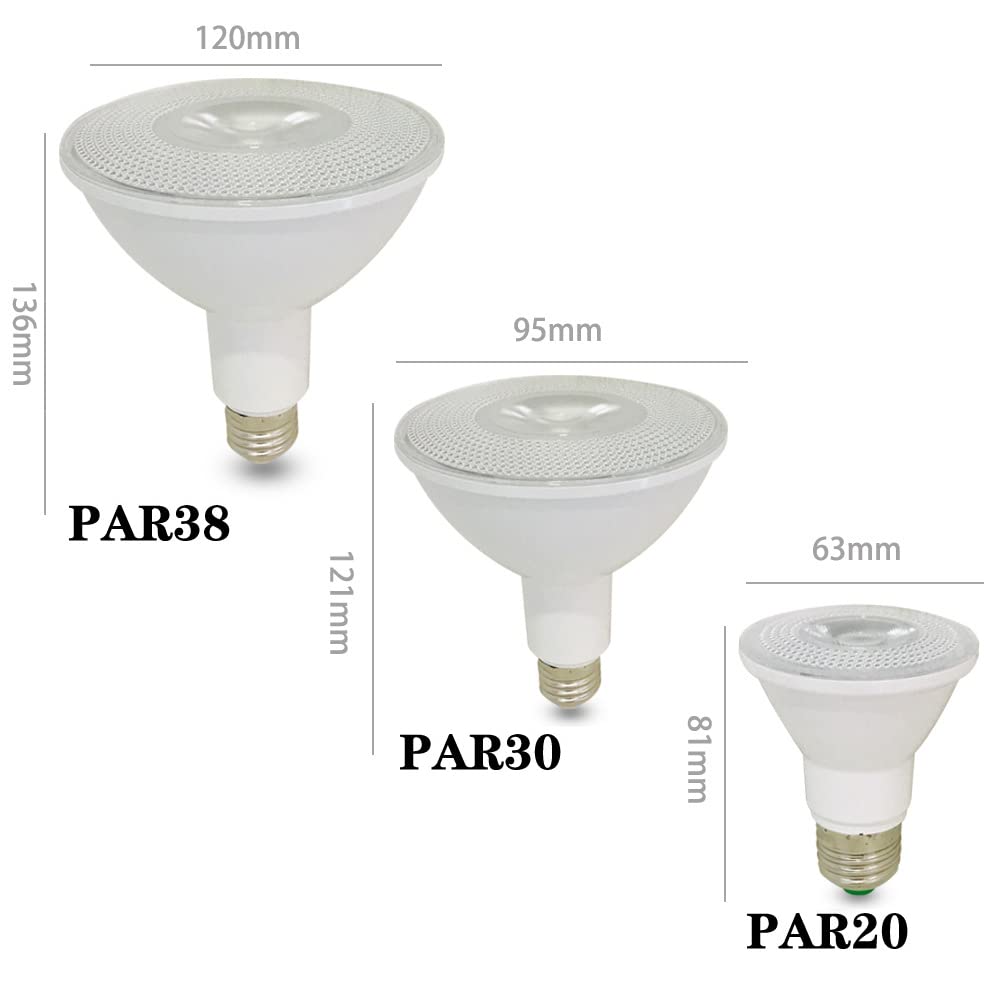 LED-Birnen, Par20 9W-750 LM, Par30 15W-1200 LM, Par38 18W-1450 LM, dimmbar, E26/E27-Sockel, LED-Einbaulampen für Flutlichter im Innen- und Außenbereich, Strahler (12er-Pack)