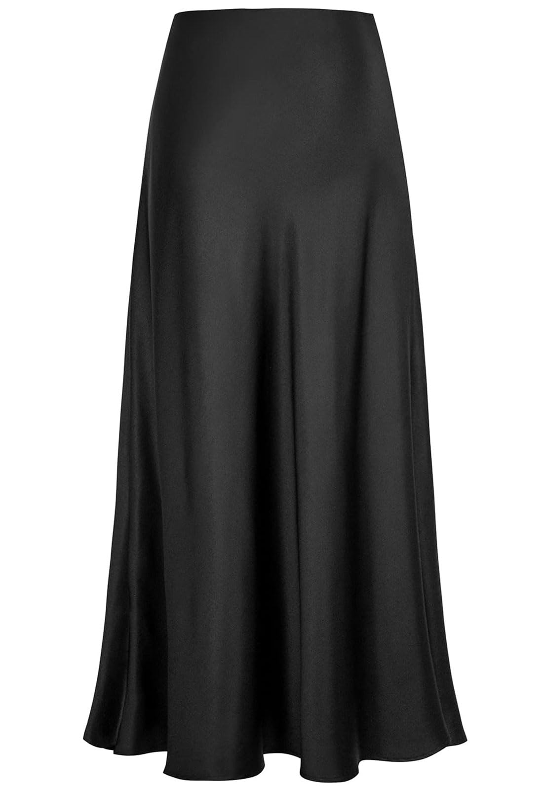 Genfien Jupe Femme en Satin Maxi Taille Elastique à Taille Haute Midi avec Fermeture éclair Élégante Casual