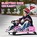 Aosom 12V Electric Go Kart, 5 MPH Drifting Car, Battery Powered Ride on Toy Outdoor with Slow Start, Music, Colorful Lights, for 8-12 Years Old, Pink